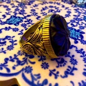 Vintage Brass woodflower statement ring